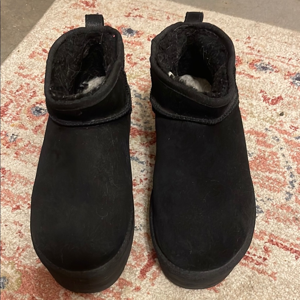 Black UGG ulta mini Suede Ankle platform Boots